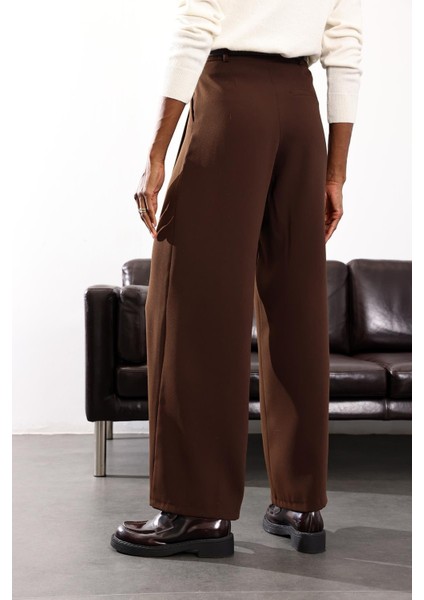 Kahverengi Yüksek Bel Palazzo Pantolon 1594