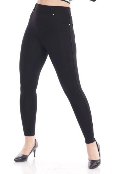Kadın Siyah Cep Detaylı Tayt Pantolon modelleri