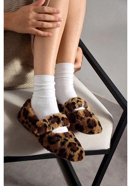 Luna Tavşan Tüyü Lastikli Kaydırmaz Taban Kadın Babet Panduf Ev Terliği