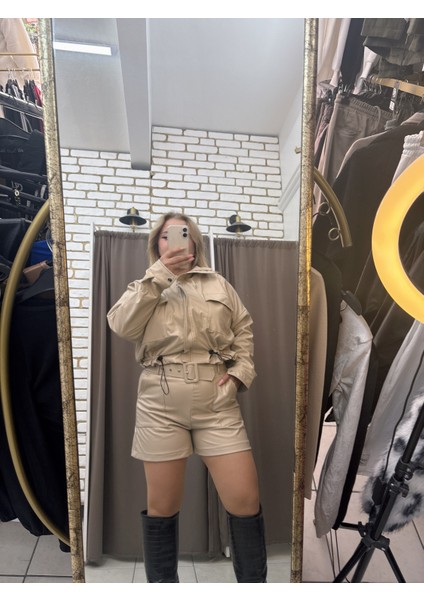 Kemerli Deri Şort indirimleri