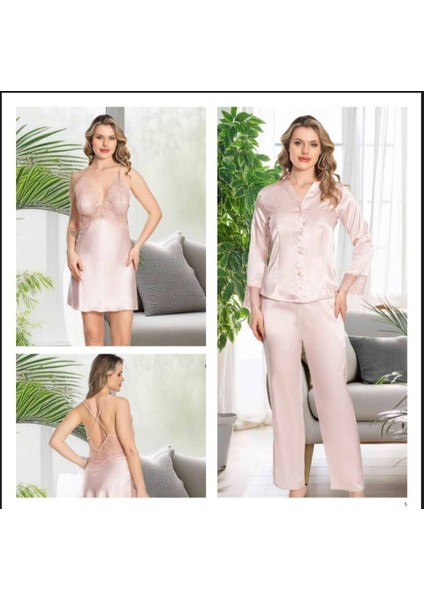 Kadın Sabahlık & Gecelik & Pijama & Şort & Askılı 6'lı Hediyelik Çeyizlik Set L1.JJ.0042.0A.12.013