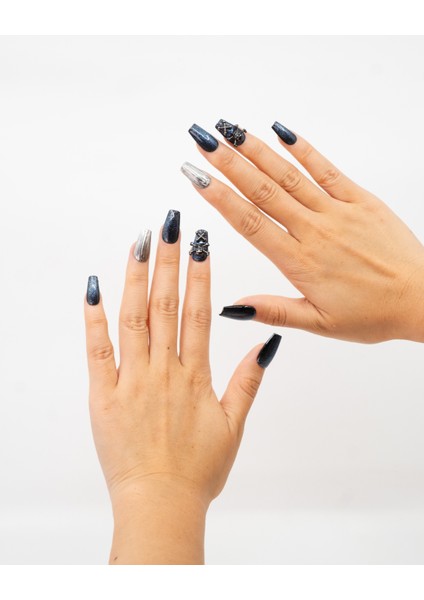 10'lu Mavi Orta Balerin TT1439 Tekrar Kullanılabilir El Yapımı Protez Takma Tırnak - Mavi-S fiyatları