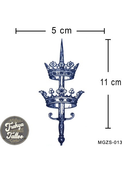 Yarı Kalıcı Dövme Kılıç Tac Geçici Dövme