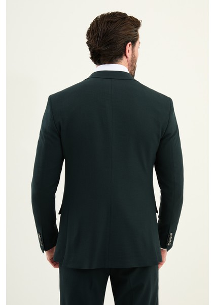 Dokulu Slim Fit Mono Yaka Erkek Takım Elbise indirimleri