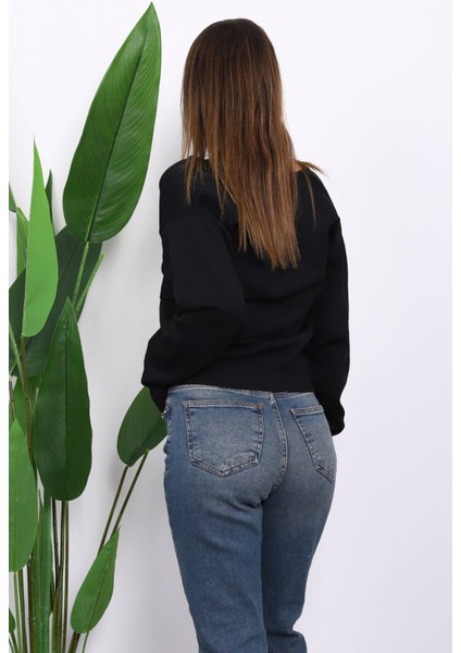 Siyah Çift Cepli Fermuarlı Triko Hırka fırsatları