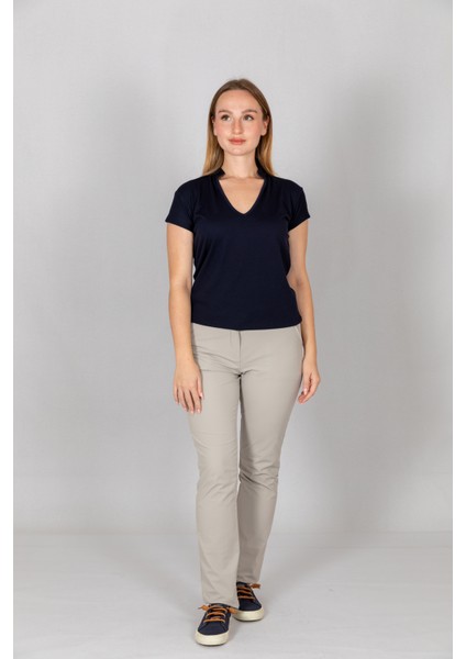 Kadın V Kesim Hakim Yaka Kısa Kollu T-Shirt fiyatları