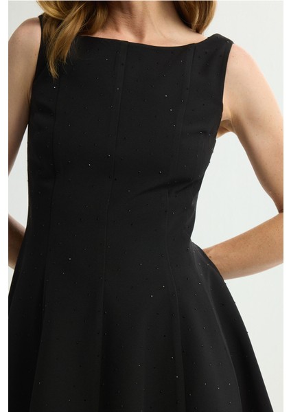 Taş Detaylı Gabardin Elbise Siyah 124L9675001 fiyatları