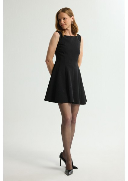 Taş Detaylı Gabardin Elbise Siyah 124L9675001 indirimleri