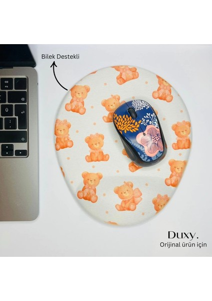 Ayıcık Desenli Bilek Destekli Mouse Pad, Kaymaz Taban, Ev Ofis ve Oyun Için Rahat ve Yumuşak
