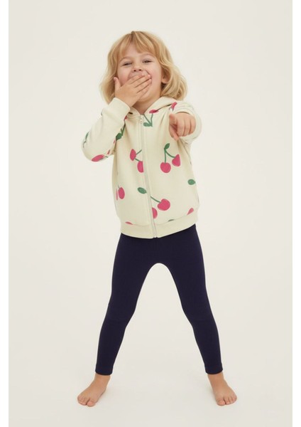Kiraz Desenli Kapüşonlu Kız Çocuk 2 li takım - Lacivert