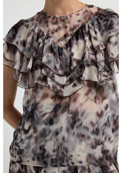 Desenli Volanlı Bluz Emp.murdum 11545789000 fiyatları