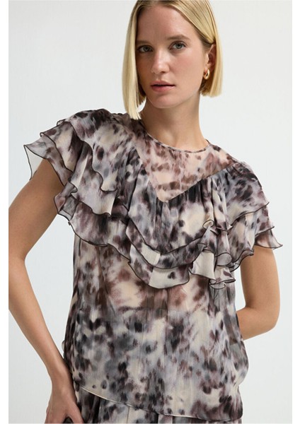 Desenli Volanlı Bluz Emp.murdum 11545789000 fırsatları