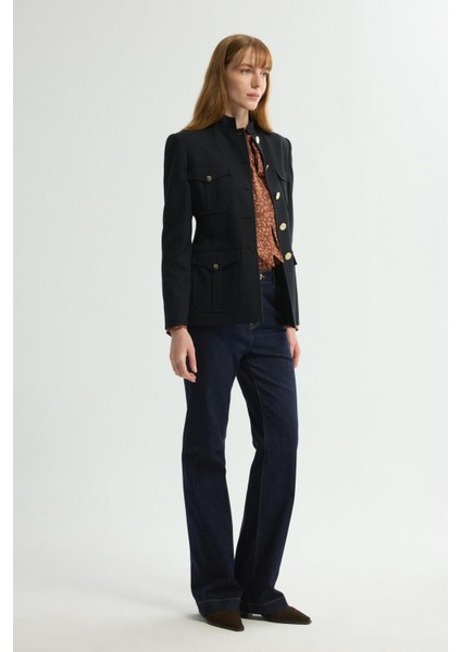 Geniş Paça Denim Pantolon Lacivert 153L9649000 fırsatları