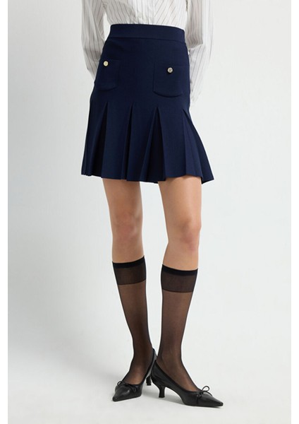 Pilise Detaylı Triko Etek Lacivert 12745592000 modelleri