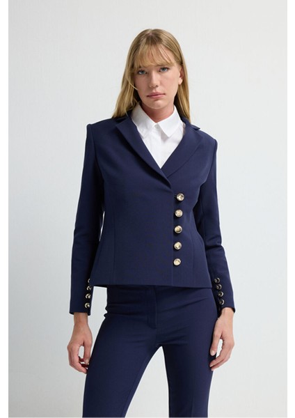 Düğme Detaylı Ceket Lacivert 11945138001