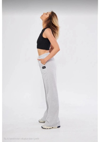 Iki Iplik Bol Paça Eşofman Pantalon - Gri -Vlmr