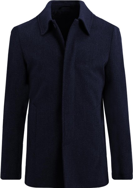 Lacivert Kaşe Kaban