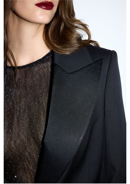 Yakası Satenli Ceket Siyah 11945978000 fiyatları