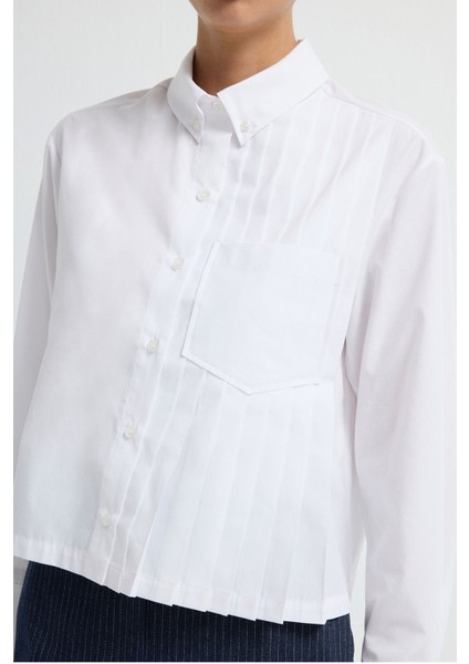 Pile Detaylı Crop Gömlek Beyaz 13045812000 fiyatları