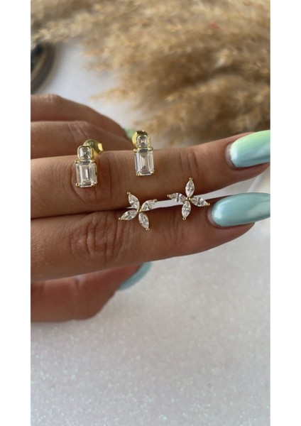 Minimalist Dikdörtgen Kare Küpe