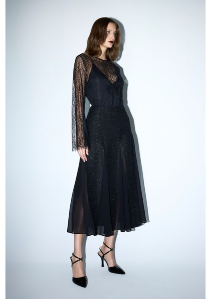 Parçalı Tüvit Etek Siyah 12745980000 modelleri