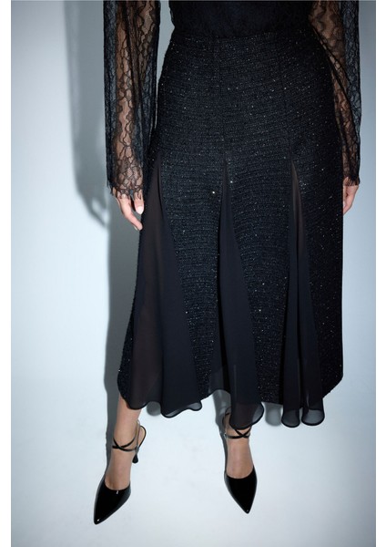 Parçalı Tüvit Etek Siyah 12745980000 indirimleri