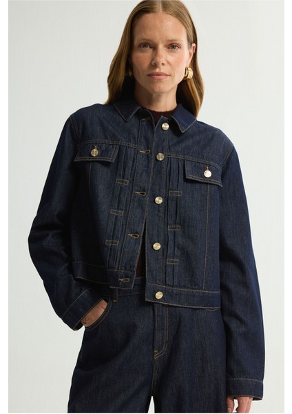 Cep Detaylı Denim Ceket Lacivert 119L9651000