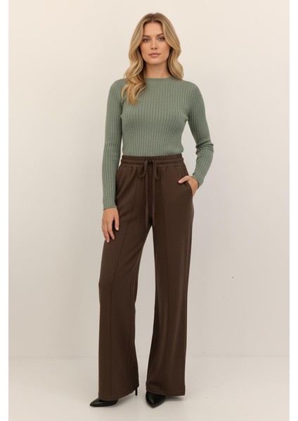 8218M Bel Lastikli Geniş Paça Eşofman Kahve