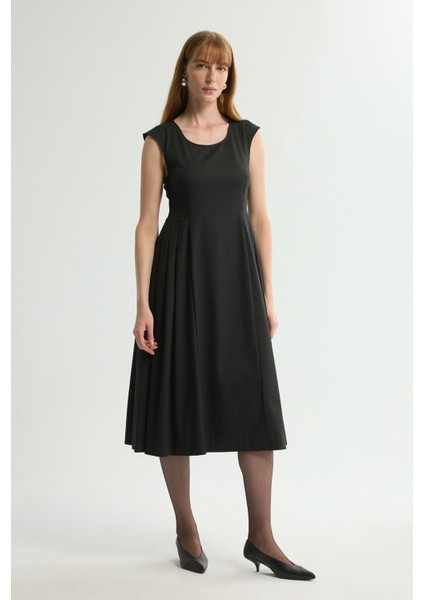 Çizgili Kolsuz Elbise C.antrasit 124L9683000