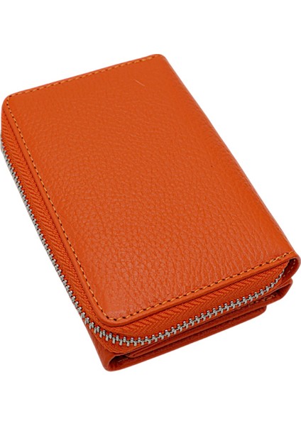 Saxa Kağıt Para ve Bol Kart Bölmeli Hakiki Deri Kadın Kartlık Cüzdan - Turuncu indirimleri