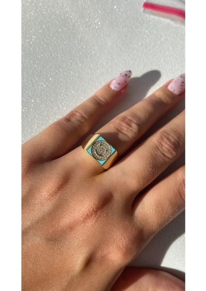 Mavi Mineli Zirkon Taşlı Gülen Yüz 925 Ayar Gümüş Yüzük fiyatları