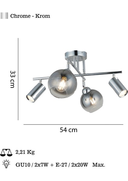 Kero 2+2 Antık Krom Plafonyer fiyatları