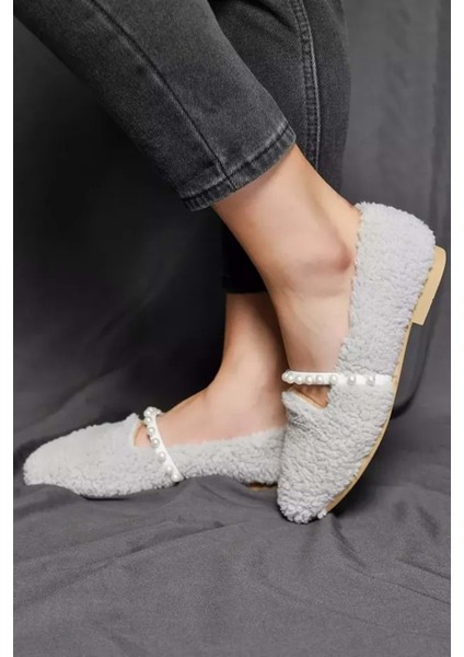 Kadın Incili Ev Babeti Yünlü - Gri - 40 modelleri