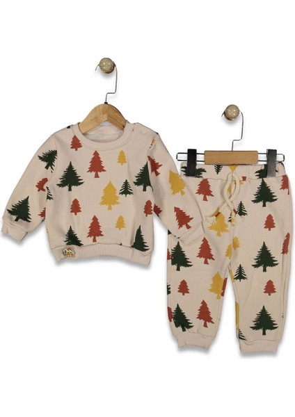244265 Unisex Bebek Ahlat Ağaç Desenli Şardonlu 2'li Takım