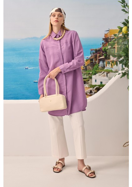 Robası Verev Çizgili Gömlek Leylak indirimleri