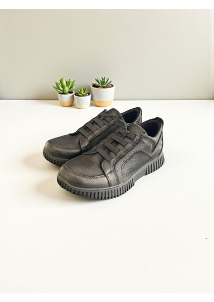 D25KA-3460 Siyah Hakiki Deri Tam Ortopedik Kadın Casual Günlük Ayakkabı modelleri