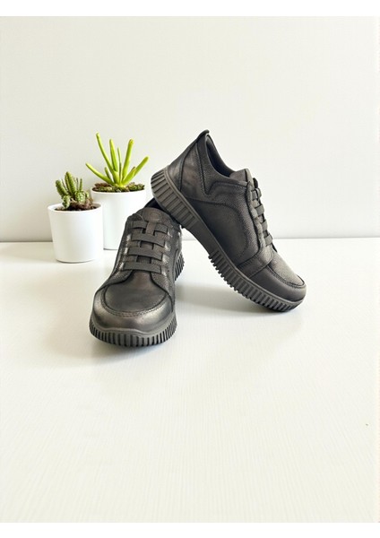 D25KA-3460 Siyah Hakiki Deri Tam Ortopedik Kadın Casual Günlük Ayakkabı fırsatları