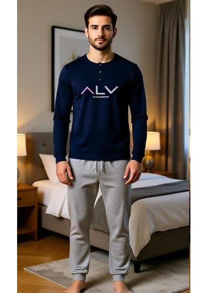 Erkek Pamuklu Siyah Renk Pijama Takımı AL009-2 fiyatları