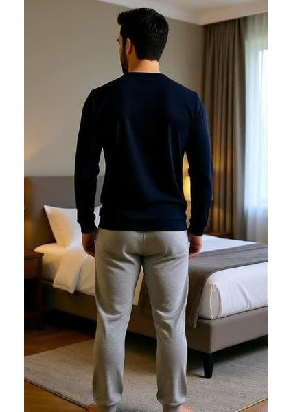 Erkek Pamuklu Siyah Renk Pijama Takımı AL009-2 modelleri