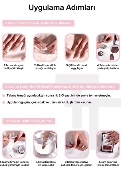 10'lu Kısa Badem Pembe TT0925 Tekrar Kullanılabilir El Yapımı Protez Takma Tırnak - Pembe-M modelleri