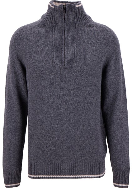 Bato Yaka Slim Fit Düz Antrasit Erkek Kazak F5WM-KZK 2523