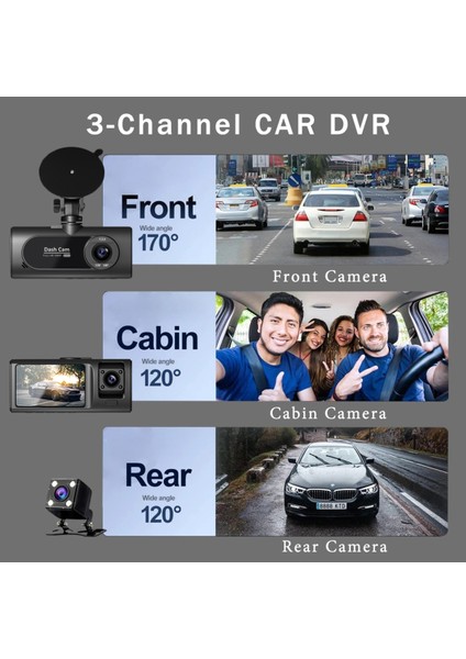 V20 Araç Içi Dikiz Dashcam 3 Kameralı Wifi Araç Kamerası modelleri