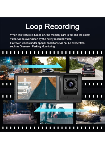 V20 Araç Içi Dikiz Dashcam 3 Kameralı Wifi Araç Kamerası indirimleri