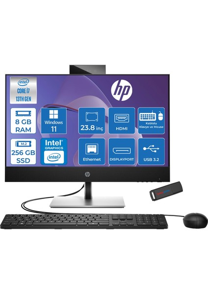 Proone 440 G9 Intel Core I7 13700 8gb 256GB SSD Windows 11 Pro Intel® UHD Graphics 23.8” Full Hd (1920 x 1080) All In One Bilgisayar A1HD4ESP01 + Zetta Flash Bellek