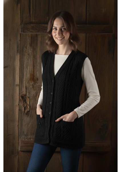 Anne Yeleği Klasik Örgü Yün Pamuk Karışımlı