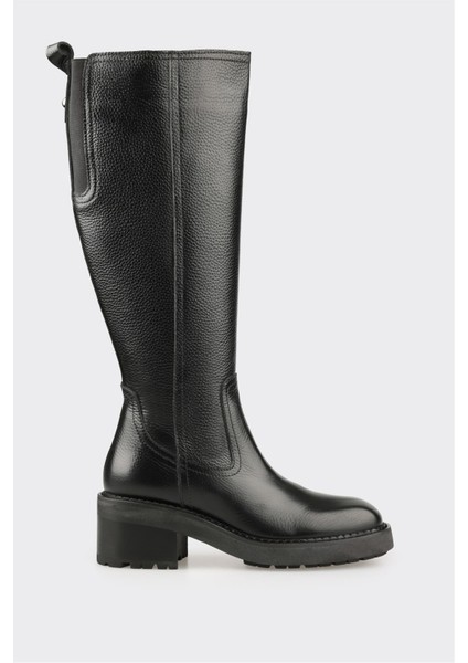 Siyah Deri Kadın Çizme