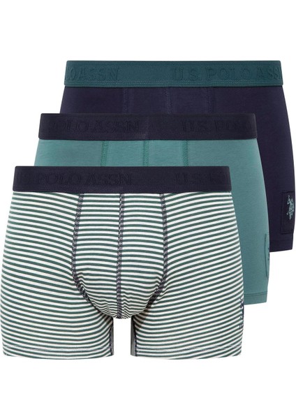 Erkek Baskılı-Lacivert-Yeşil 3 Lü Boxer