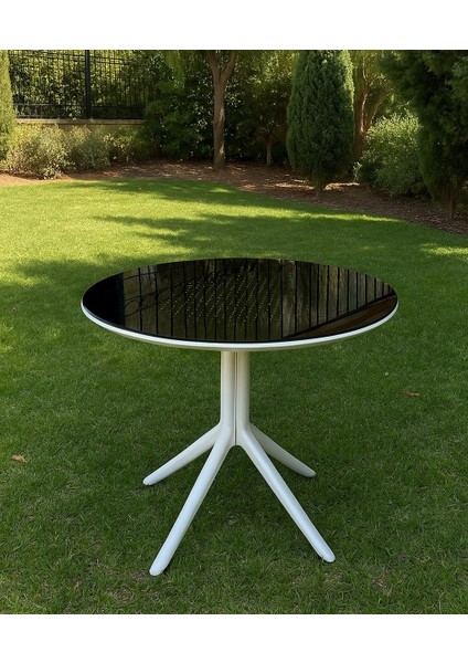 Maria Lotus Yuvarlak Masa Takımı 90X90 cm Camlı Masa 4 Kişilik Masa Seti modelleri