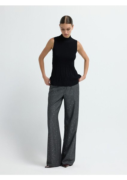 Dik Yaka Triko Bluz Siyah 11545595000 modelleri