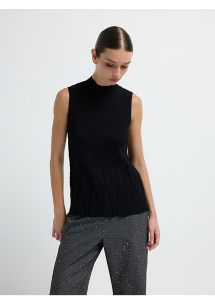 Dik Yaka Triko Bluz Siyah 11545595000 fırsatları